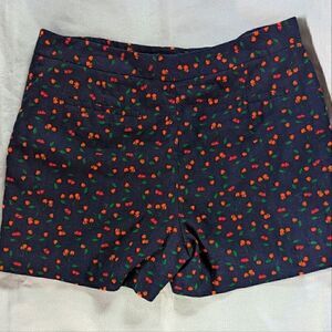 1901 Cherry Print Shorts 12 Gardencore Novelty Fruit Preppy Boho Whimsical